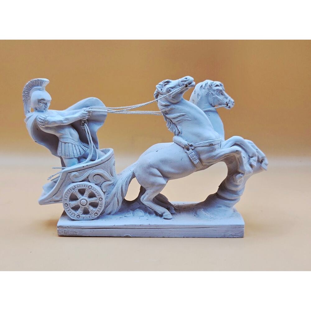 A. Santini Roman Centurion Chariot White VTG Statue Pre-Loved